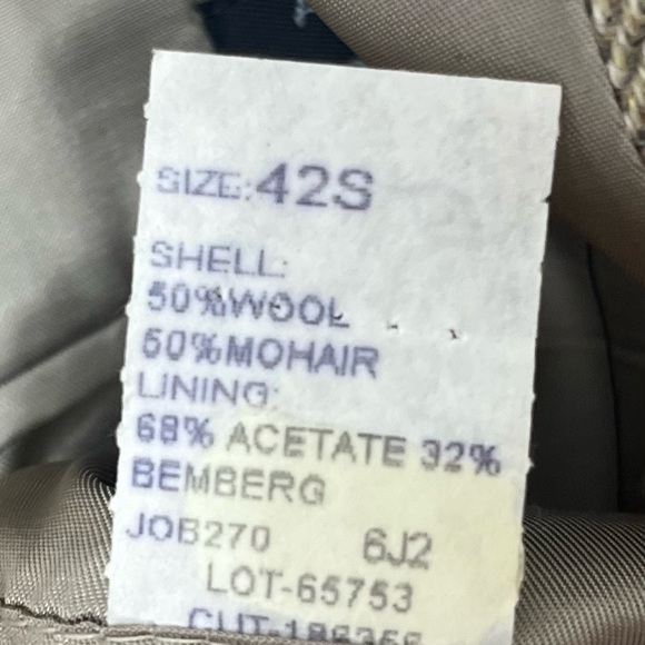 Roundtree & Yorke Wool Mohair Blazer Brown Elbow Patches Size 42S - Picture 4 of 7